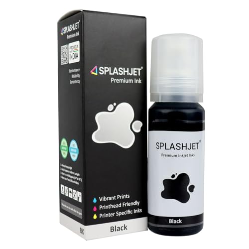 Splashjet 003 Compatible Refill Ink for Epson L3110, L3150, L3115, L3116, L3101, L3210, L3215, L3216, L3250, L3151, L3152, L3156, L5190 Printer Ink - (70gm x 1) Black Ink Bottle - 501732 - Image 1