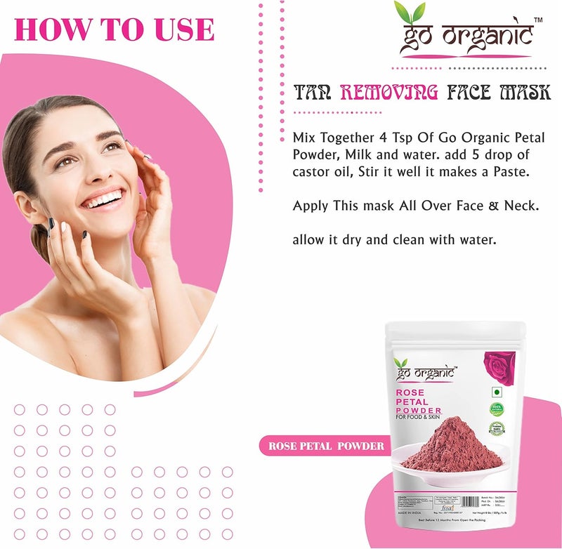 Go Organic Rose Petal Powder for Skin and Food - Image 4
