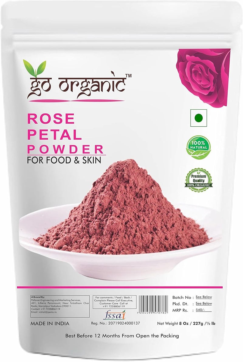 Go Organic Rose Petal Powder for Skin and Food - Image 1