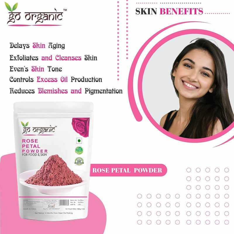 Go Organic Rose Petal Powder for Skin and Food - Image 2