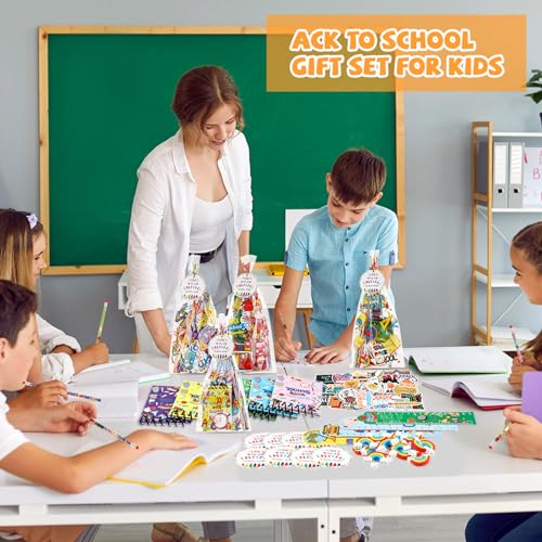 Kolldenn 24 Set 100th Day of School Classroom Gifts for Students Back to School Stationery Set Treat Bags Mini Notebook Pencil Ruler Eraser Sticker Welcome to Schools Gifts for Goodie Bags Fillers - Image 5