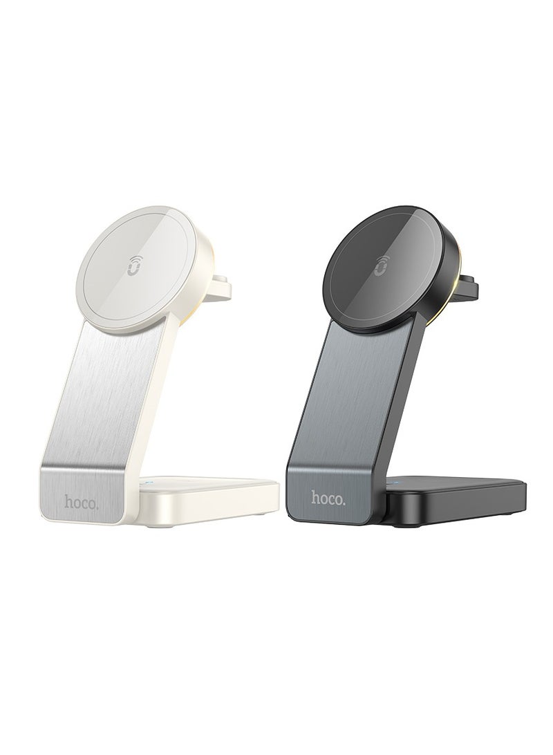 hoco CQ3 Motorcycle Folding 3-in-1 Magnetic Wireless Fast Charger – For Phones, Earphones, and Apple Watch, Foldable with Ambient Light