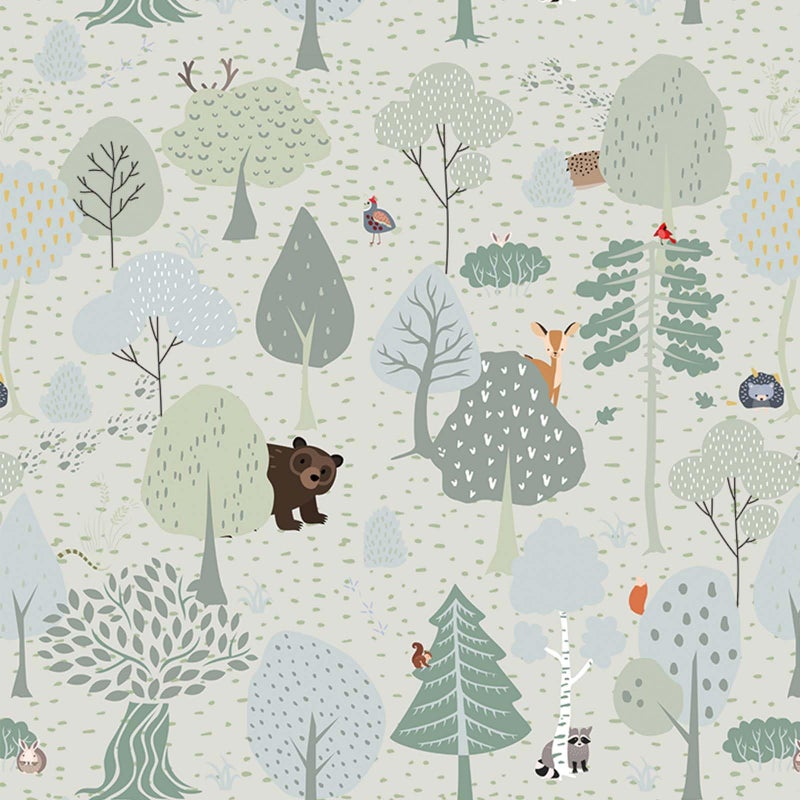 Vinjiasin Forest Animals Peel and Stick Wallpaper for Kids Room Nursery Woodland Theme Self Adhesive Removable Animal Wall Paper for Baby Room Playroom Decorative 17"x120" - Image 1