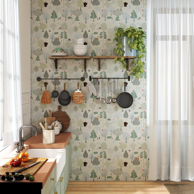 Vinjiasin Forest Animals Peel and Stick Wallpaper for Kids Room Nursery Woodland Theme Self Adhesive Removable Animal Wall Paper for Baby Room Playroom Decorative 17"x120" - Image 4