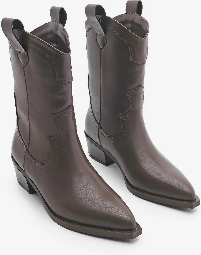 MARJIN Women's Thick Heel Pointed Toe Western Boots Baliva