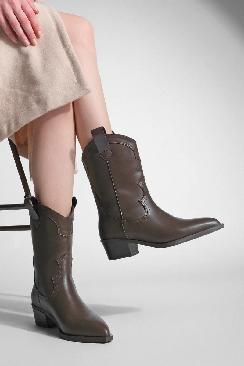 MARJIN Women's Thick Heel Pointed Toe Western Boots Baliva
