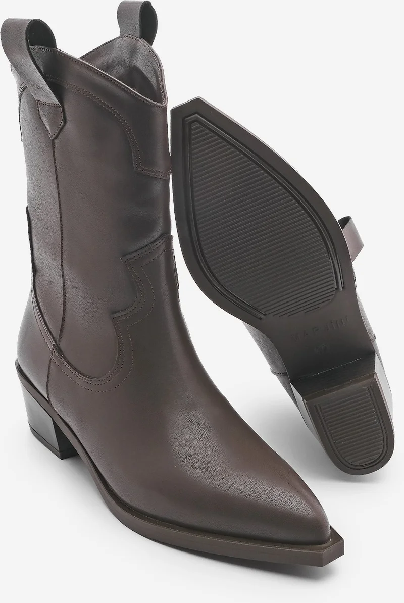 MARJIN Women's Thick Heel Pointed Toe Western Boots Baliva