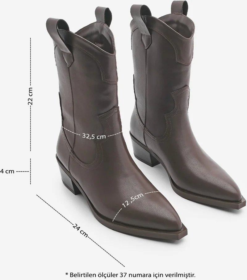 MARJIN Women's Thick Heel Pointed Toe Western Boots Baliva