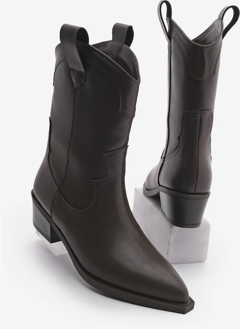 MARJIN Women's Thick Heel Pointed Toe Western Boots Baliva