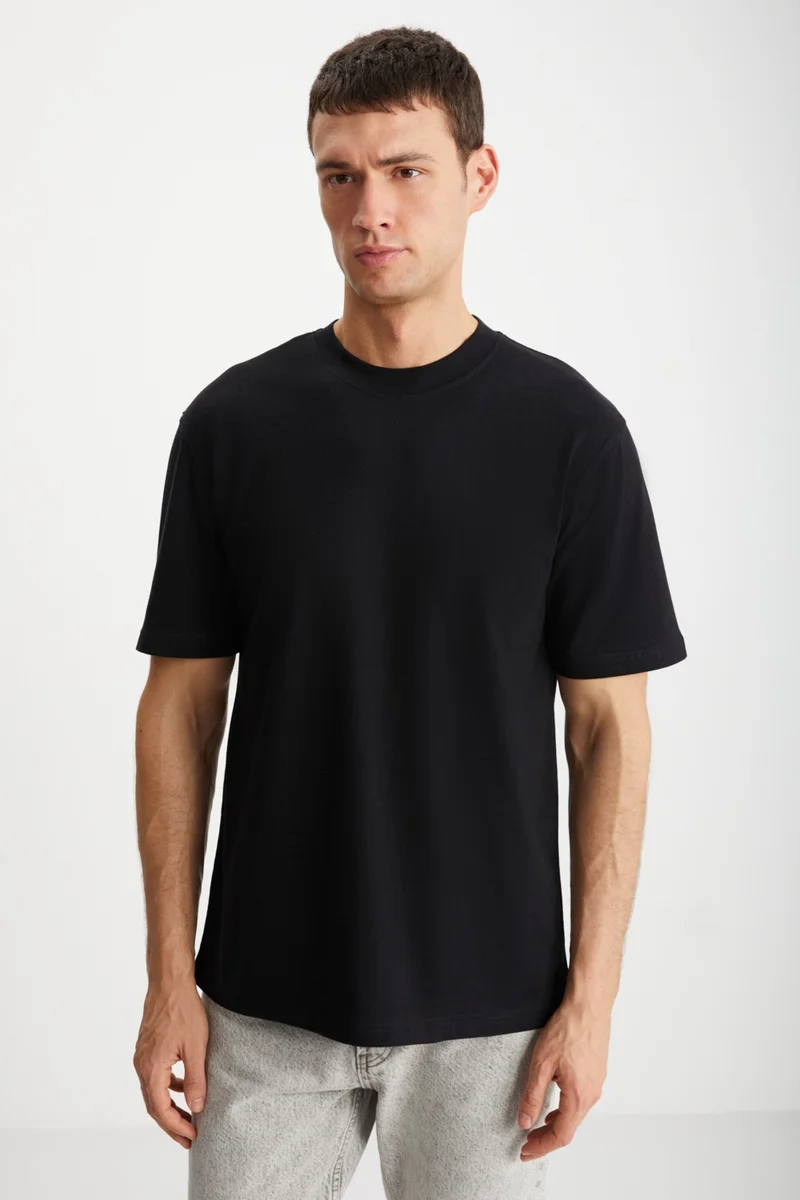 GRIMELANGE Daxton Men's Cotton 2-Pack Short Sleeve Regular Fit Printed Black T-Shirt
