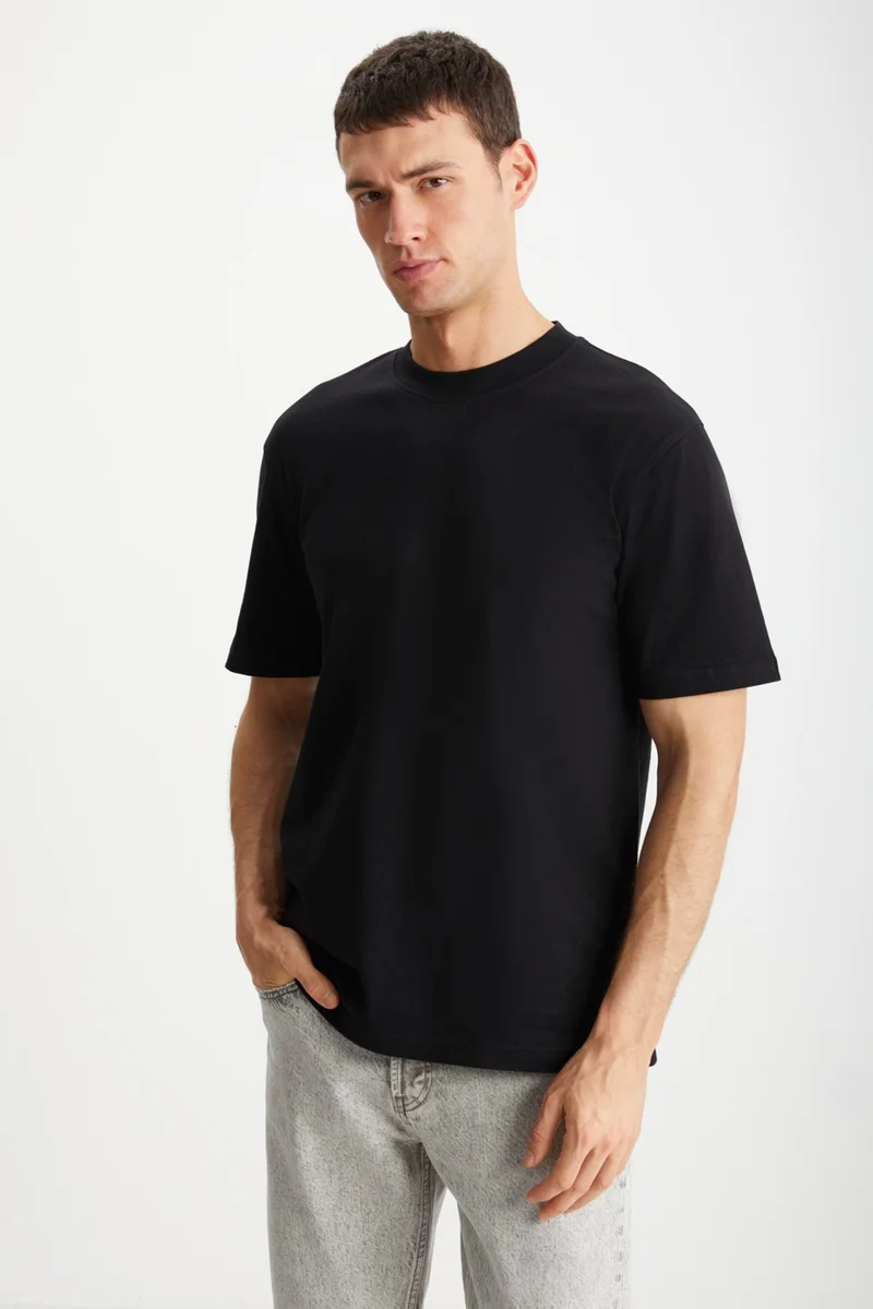 GRIMELANGE Daxton Men's Cotton 2-Pack Short Sleeve Regular Fit Printed Black T-Shirt
