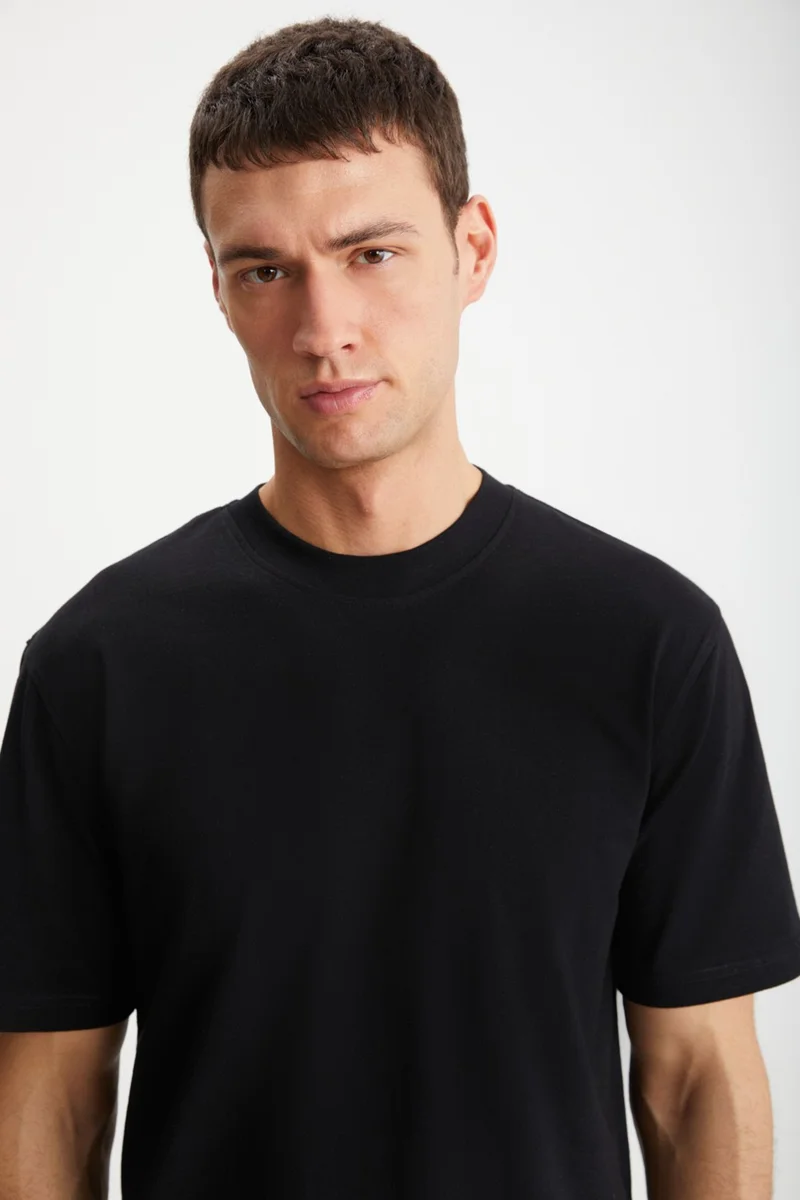 GRIMELANGE Daxton Men's Cotton 2-Pack Short Sleeve Regular Fit Printed Black T-Shirt