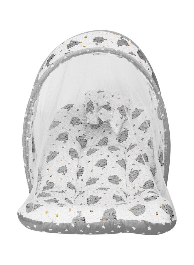 AMARDEEP and Co Combo of Baby Bed with Net | Carry Bag | 4 Pcs Bedding Set(0-6 Months) (Cute Elephants Grey) - Image 4