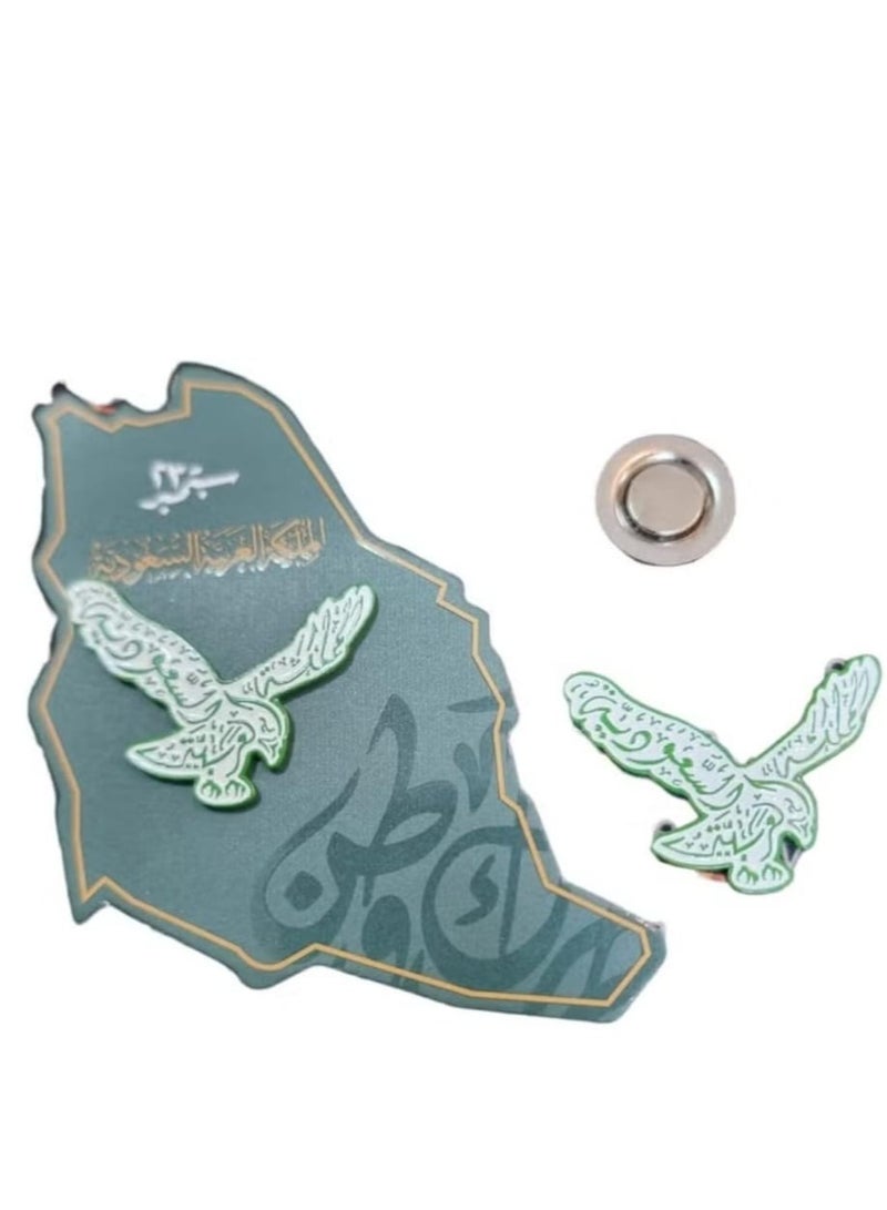 لعبة مرح  بروش معدني مغناطيسي بتصميم نسر لليوم الوطني السعودي للسيدات والرجال - Image 2