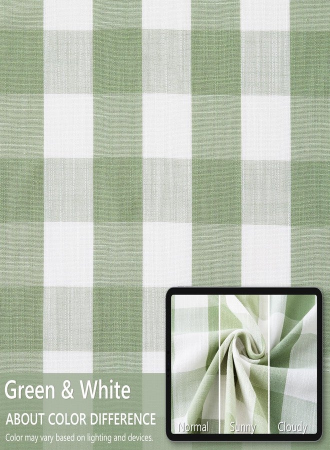 Amzdecor Christmas Buffalo Plaid Grommet Curtains 84 Inch Length, Green Semi-Sheer Gingham Check Farmhouse Rustic Textured Curtains Drapery for Living Room Bedroom,2 Panels （40" x 84",Green & White） - Image 5