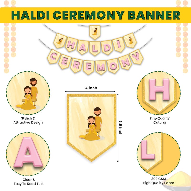 1iAM Haldi Decoration Combo Pack of 42 - 1pc Haldi Ceremony Banner, 40pcs Balloons & 1pc Balloon Arch | Pre-Wedding Decoration Items for Daughter, Sister, Girlfriend Creative Marriage Event Program - Image 5