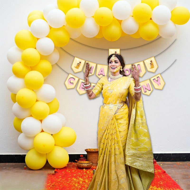 1iAM Haldi Decoration Combo Pack of 42 - 1pc Haldi Ceremony Banner, 40pcs Balloons & 1pc Balloon Arch | Pre-Wedding Decoration Items for Daughter, Sister, Girlfriend Creative Marriage Event Program - Image 3