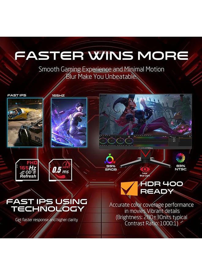 GAMEON 24 Inch FHD (1920x1080) 165Hz 1ms Flat IPS Gaming Monitor with G-sync and Free Sync GOE24FHD165 Black - Image 2