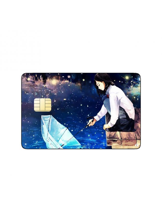 RKN PRINTED BANK CARD STICKER Beautiful Girl Drawing With Umbrella - Image 2