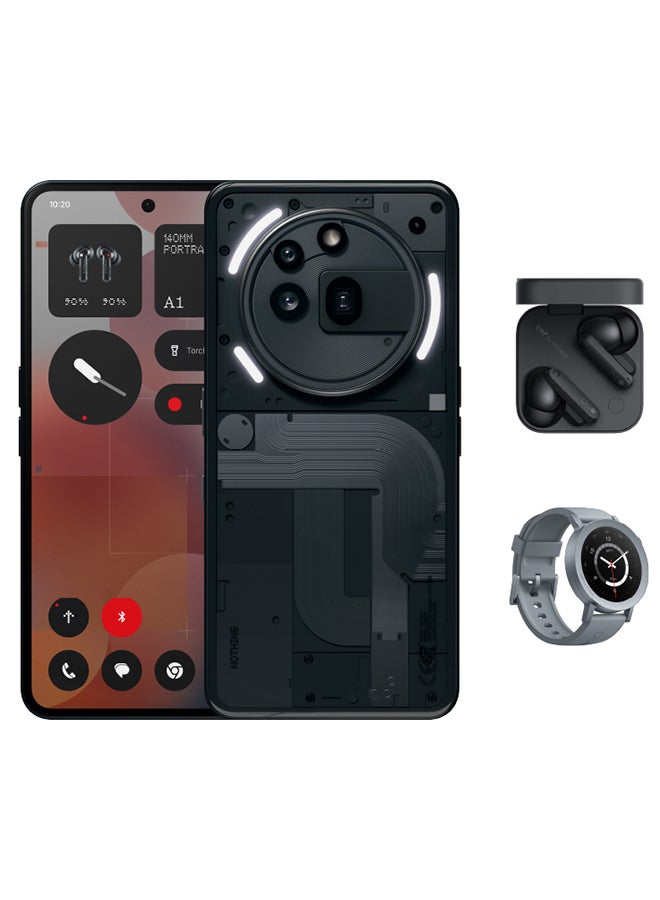 Nothing Phone (3a) Pro Dual SIM  Black 12GB RAM 256GB  Bundle (CMF Buds + CMF Watch Pro 2 ) - Middle East Version - Image 1