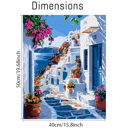 Mrnsiet Paint by Number for Adults Beginners, Easy Seaside Town Paint by Numbers Kits on Canvas, Coastal City Oil Painting Kits Adults' Paint-by-Number Kits for Home Wall Decor 16x20 Inch - Image 4