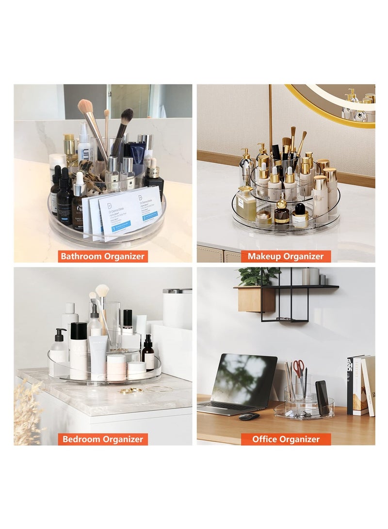 SYOSI 360 Rotating Makeup Organizer, Lazy Susan Turntable Cosmetics Storage, 2 Layers Round Spinning Holder Organizer Case for Lipsticks Perfumes Skincare Clear - Image 4