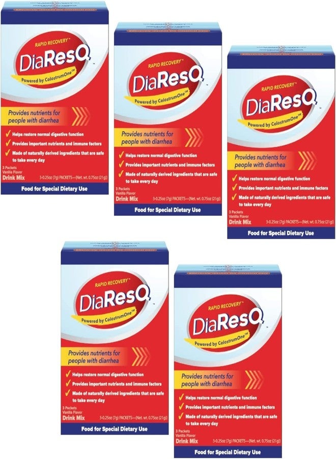 DiaResQ ديا ريسكيو سريع المفعول لتخفيف الإسهال - 3 أكياس، عبوة من 5 أكياس - Image 1