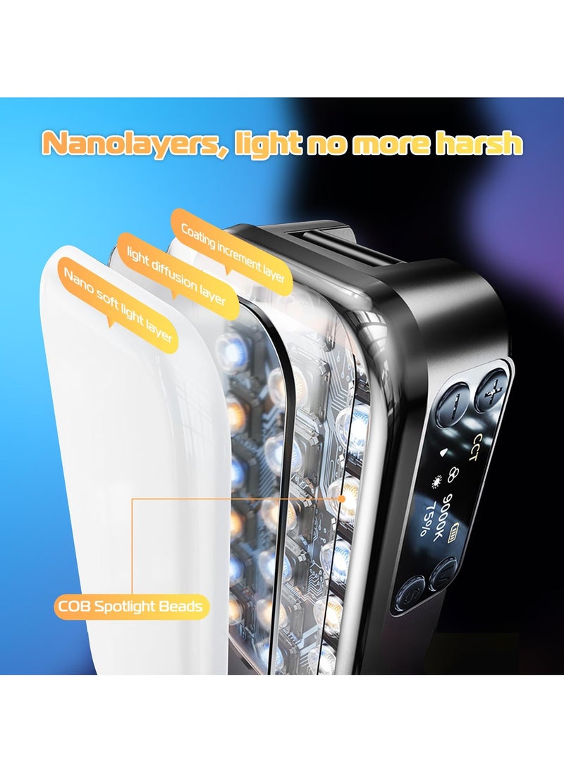 SYOSI - RGB Video Light, LED Camera Light 360° Full Color Portable Photography Lighting, Quick Release Cold Shoe Adapter and Phone Clip, 2500mAh Rechargeable CRI 95 2500 9000K Dimmable Panel Lamp - Image 1