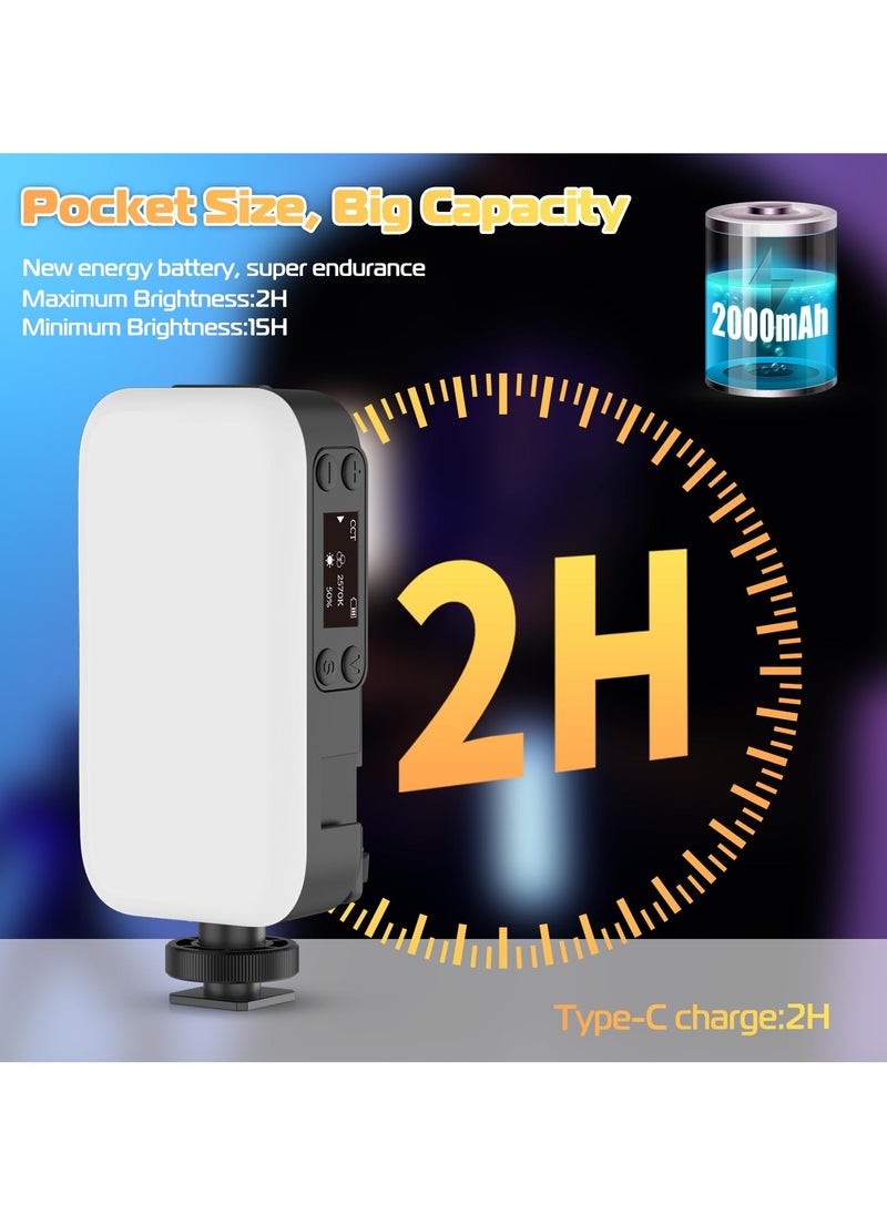 SYOSI - RGB Video Light, LED Camera Light 360° Full Color Portable Photography Lighting, Quick Release Cold Shoe Adapter and Phone Clip, 2500mAh Rechargeable CRI 95 2500 9000K Dimmable Panel Lamp - Image 1