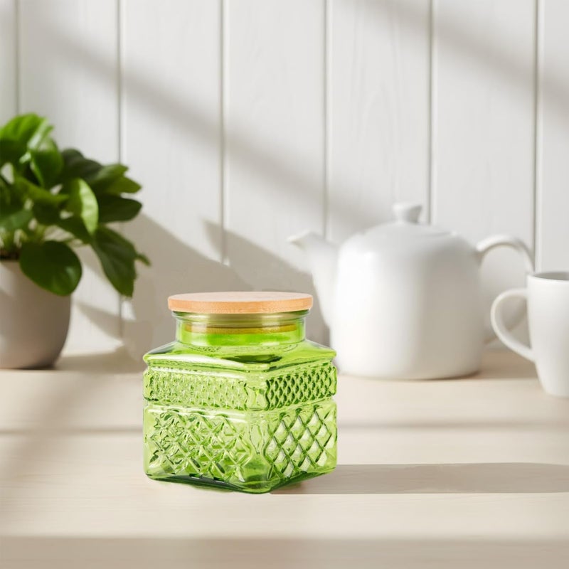 Prettidecor Glass Storage Jar Set of 2, Thick Glass Candy Jar for Coffee Bean, Cocoa Powder,Dog treats, Snacks Decorative Square Glass Jars with Airtight Lids, for Coffee Bar Kitchen Party Counter 20.3 FL OZ - Image 2