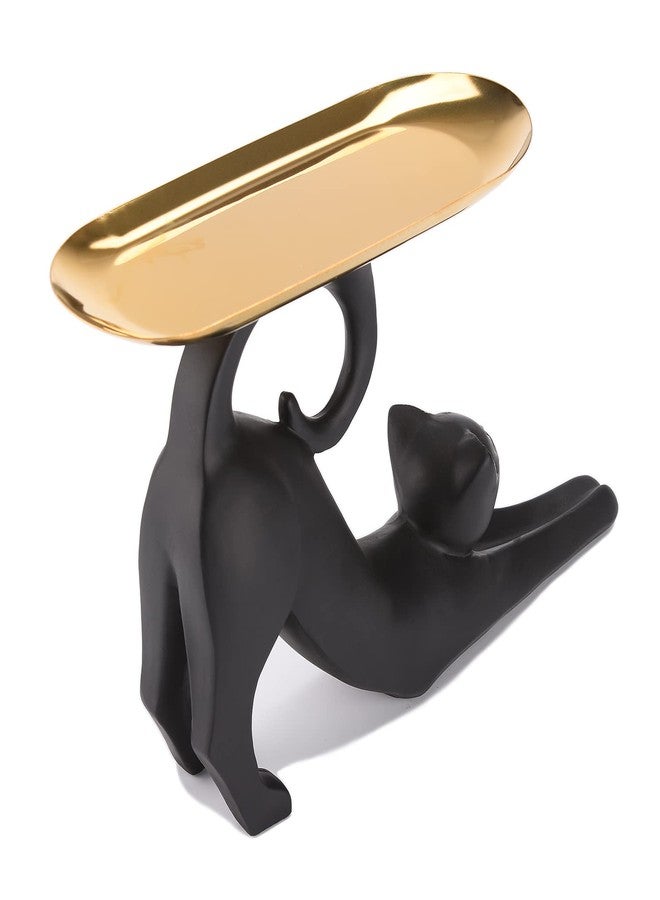 BRASSTAR Resin Cat Stretching Tray Statue Tray for Keys Candy Jewelry Ring Fruit, Modern Black Living Room Bedroom Decoration TQGJPT504 - Image 5