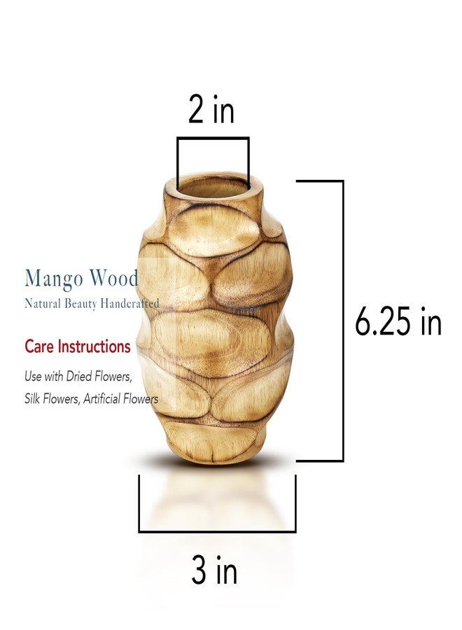 AeraVida 6.25 inch Mango Tree Hand-Carved Brown Wood Flower Vase Modern Oval Abstract Home Decor Accent Holder for Entry Table Contemporary Artistic Wooden Display | Wooden Vase | Brown Vase - Image 5