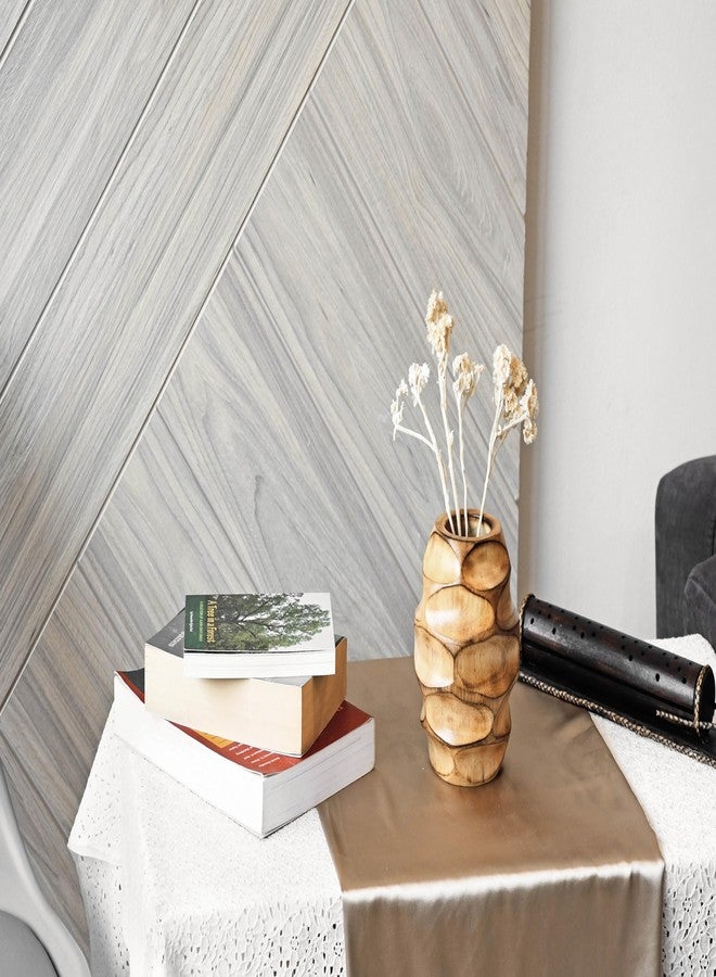 AeraVida 6.25 inch Mango Tree Hand-Carved Brown Wood Flower Vase Modern Oval Abstract Home Decor Accent Holder for Entry Table Contemporary Artistic Wooden Display | Wooden Vase | Brown Vase - Image 3