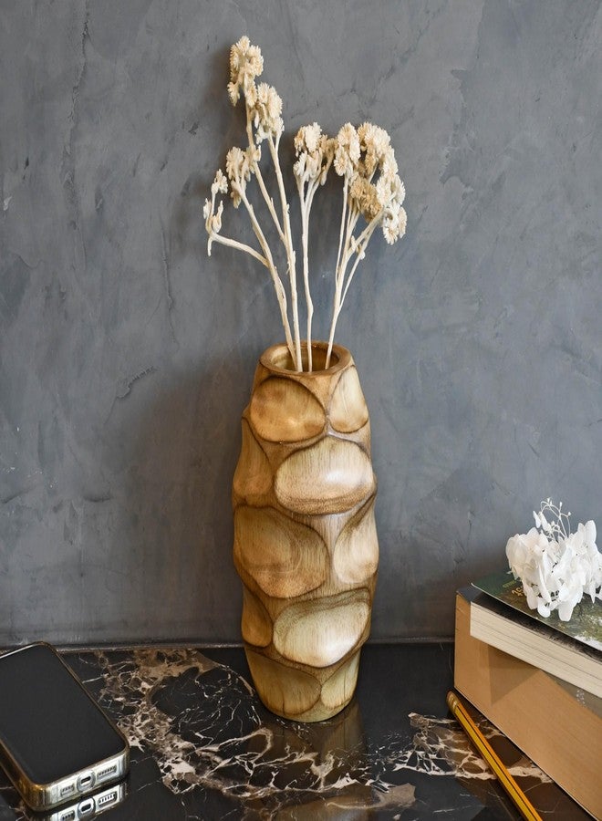 AeraVida 6.25 inch Mango Tree Hand-Carved Brown Wood Flower Vase Modern Oval Abstract Home Decor Accent Holder for Entry Table Contemporary Artistic Wooden Display | Wooden Vase | Brown Vase - Image 4