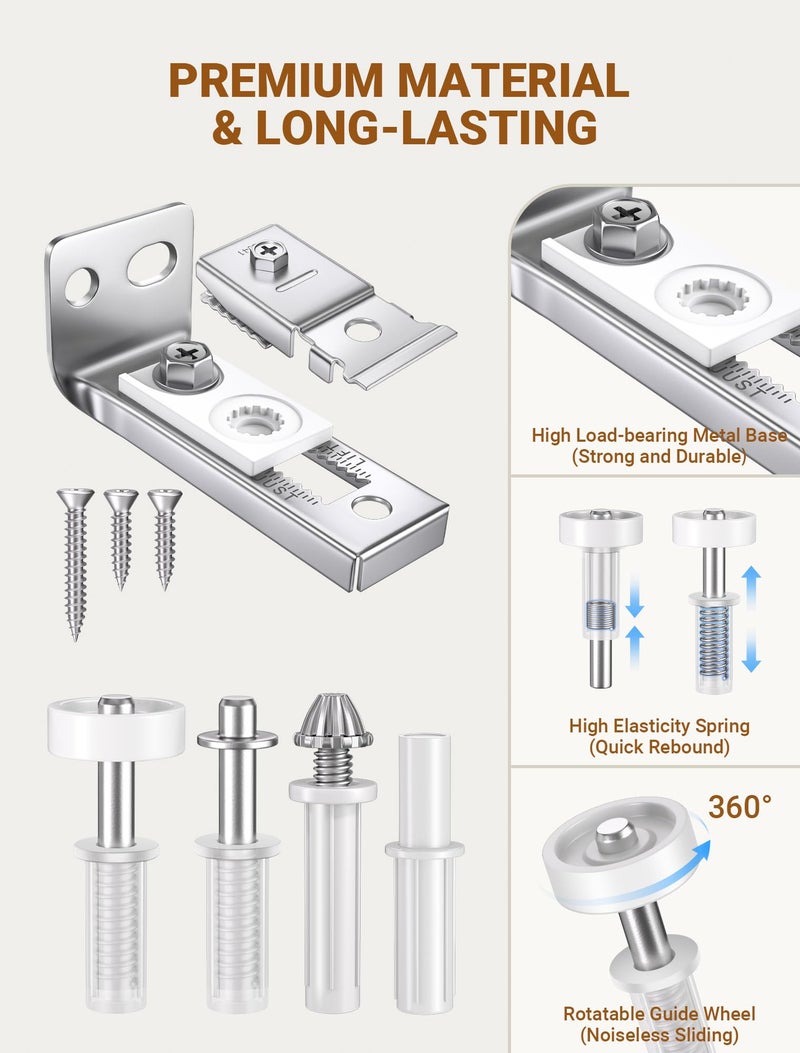 FEAOXYO Bifold Door Hardware Repair Kit, 2 Set Bi-fold Sliding Closet Doors Replacement Parts with Top & Bottom Brackets, Pivots & Guides Wheel, Closet Door Hardware Kit for Folding Pocket & Accordion - Image 3