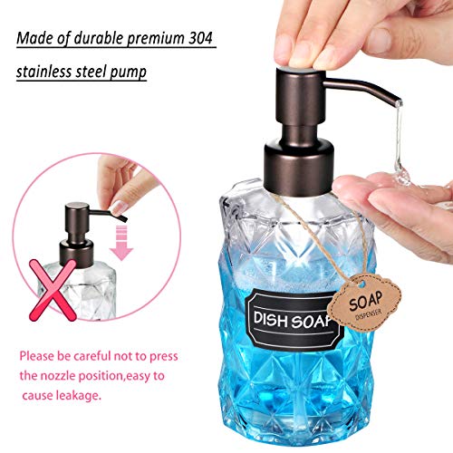Komashr 4PC Soap Dispenser Lids - 304 Stainless Steel Replacement Pump with Waterproof Label Stickers 8 Pack Tubes Fit 28/400 Thread Neck Bottles，for Dish Soap, Lotions, Conditioner,Shampoo(Bronze) - Image 3