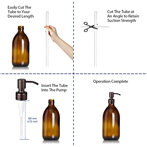 Komashr 4PC Soap Dispenser Lids - 304 Stainless Steel Replacement Pump with Waterproof Label Stickers 8 Pack Tubes Fit 28/400 Thread Neck Bottles，for Dish Soap, Lotions, Conditioner,Shampoo(Bronze) - Image 4