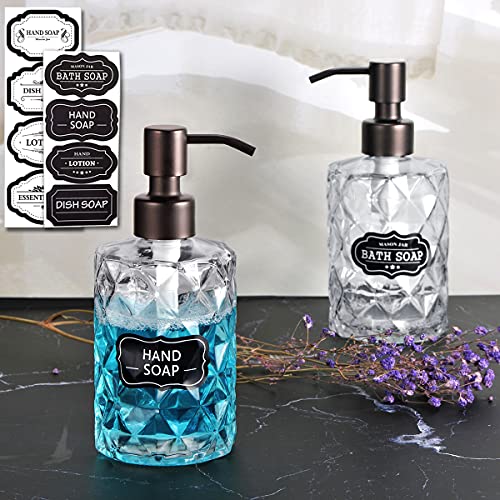 Komashr 4PC Soap Dispenser Lids - 304 Stainless Steel Replacement Pump with Waterproof Label Stickers 8 Pack Tubes Fit 28/400 Thread Neck Bottles，for Dish Soap, Lotions, Conditioner,Shampoo(Bronze) - Image 5