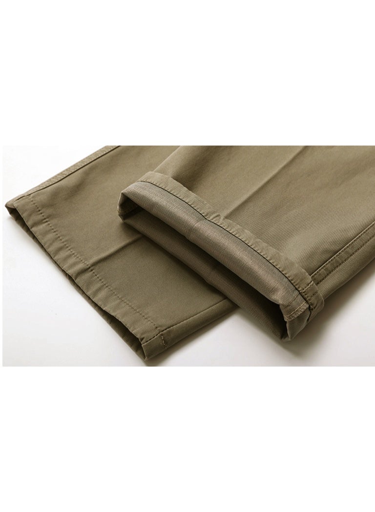 Men's Cotton Straight Leg Workwear Pants Summer Loose Fit Elastic Waist - Image 4