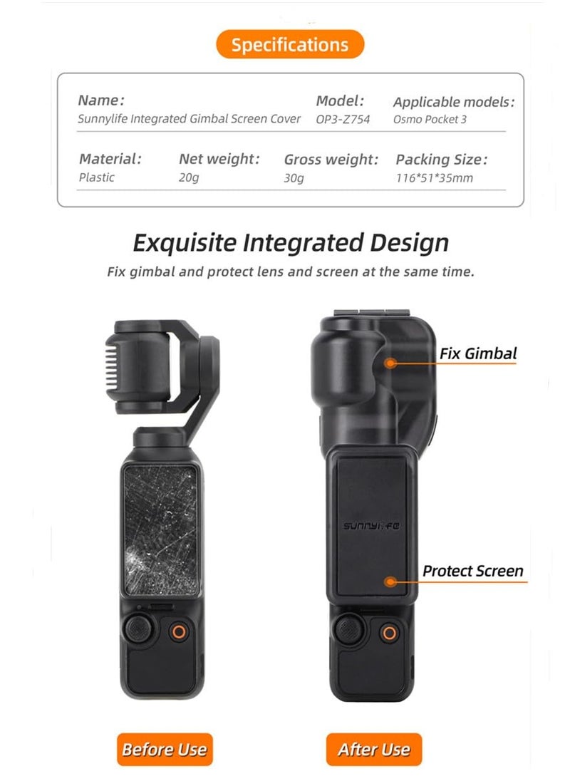 Generic SYOSI Lens Cover for DJI Osmo Pocket 3, 2-in-1 Flip-Open Protective Lens Cap&Screen Protector, Scratch - Resistant Protective Sleeve for DJI Pocket 3 Accessories (Black)  - Image 3