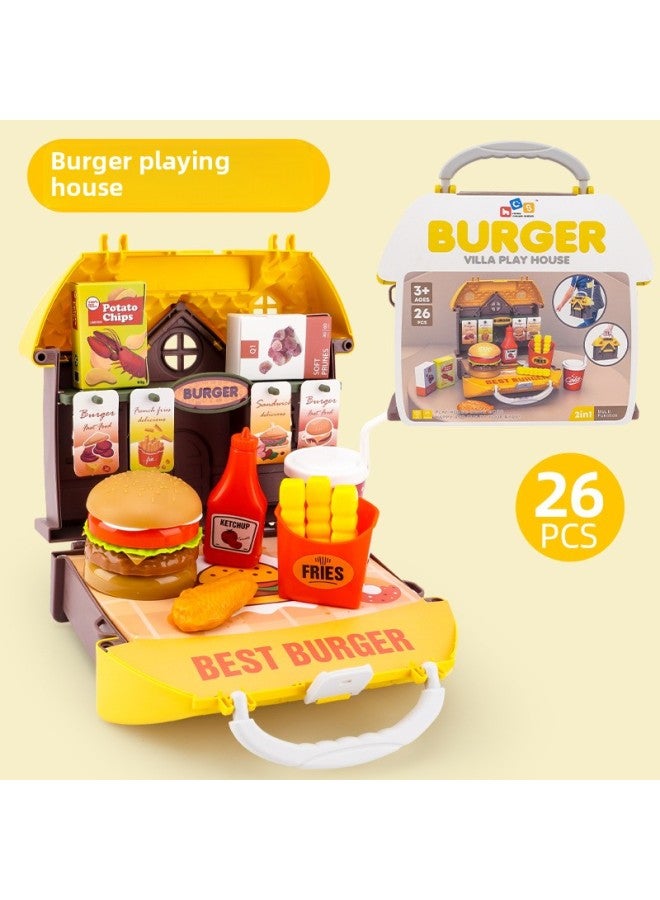 Children's Educational Toys Repair Tools Baby Simulation Play Toys Suitcase Supermarket Stall Toys Wholesale-Color:{House Play} Hamburger Style - Image 1