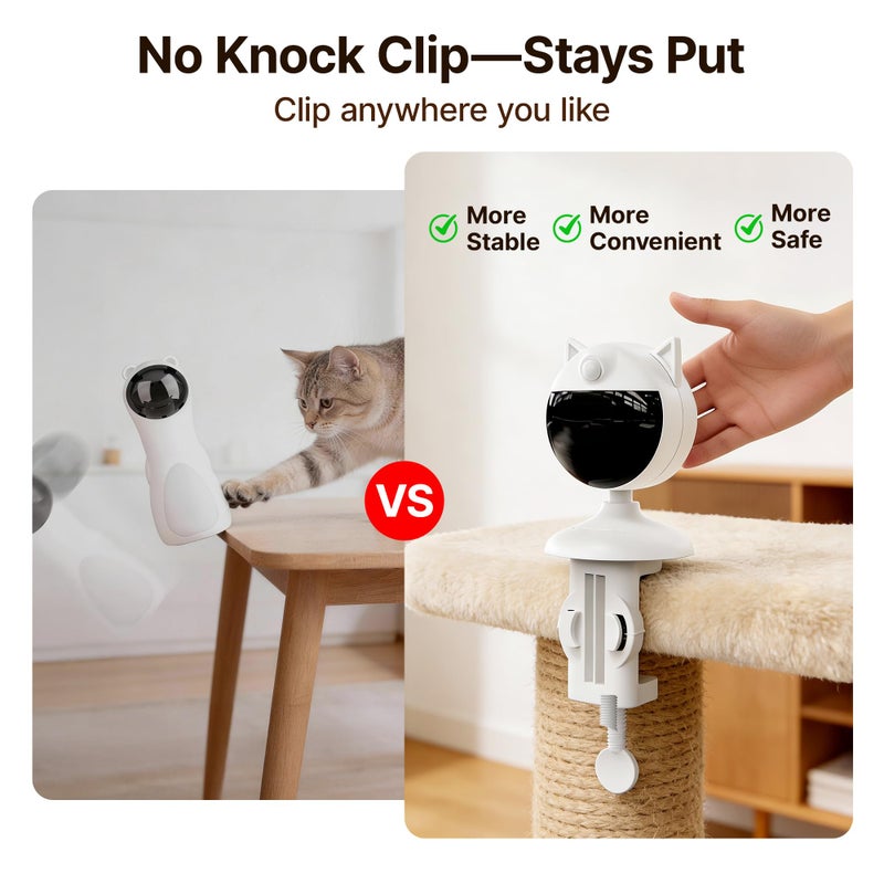 Potaroma Smart Sensor Cat Laser Toys Interactive, Motion Activated Truly Random Trjajectory, Clamp Design, Automatic Chargeable Kitten Toy Indoor Exercise, Cream White - Image 2