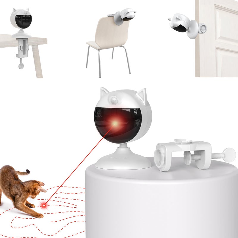 Potaroma Smart Sensor Cat Laser Toys Interactive, Motion Activated Truly Random Trjajectory, Clamp Design, Automatic Chargeable Kitten Toy Indoor Exercise, Cream White - Image 1