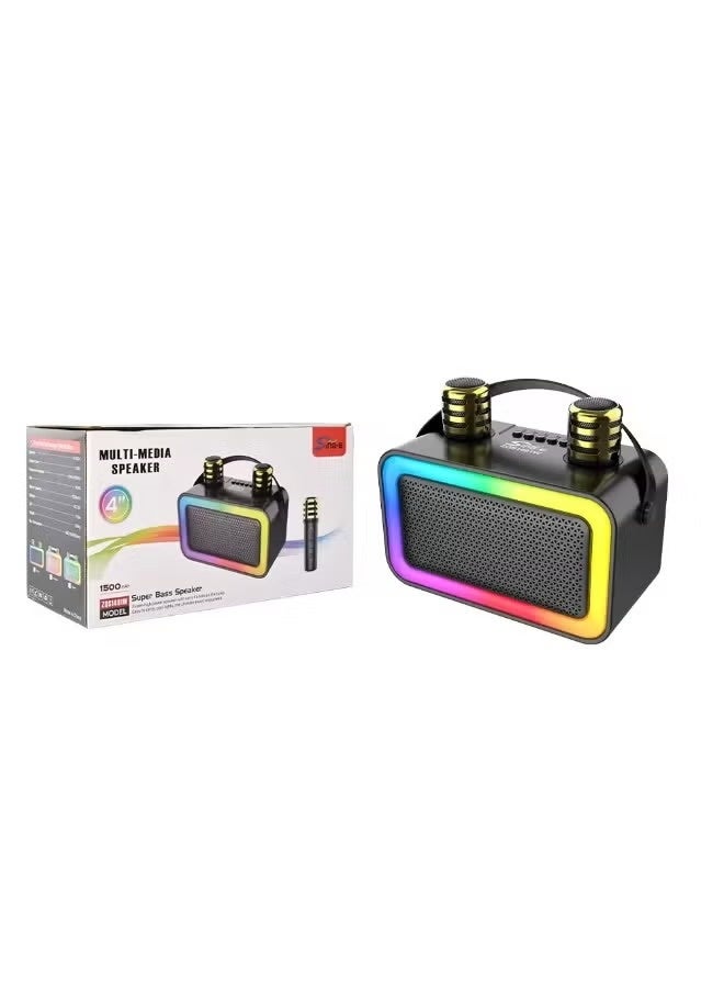 singe SING-E ZQS1491W Portable Mini Speaker Rechargeable Wireless with RGB Flash Light Party Home Outdoor 2 Microphones - Image 2