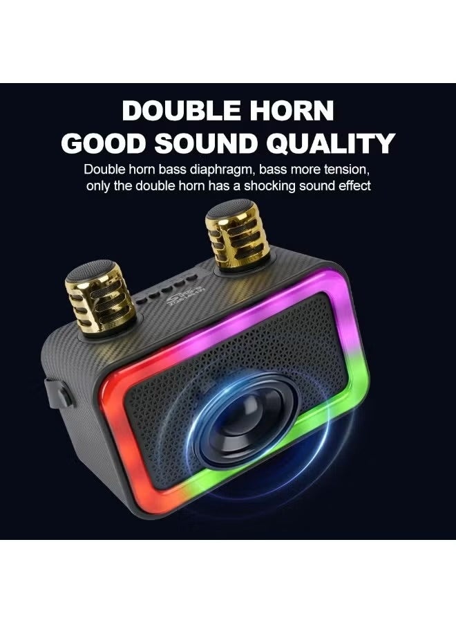 singe SING-E ZQS1491W Portable Mini Speaker Rechargeable Wireless with RGB Flash Light Party Home Outdoor 2 Microphones - Image 3