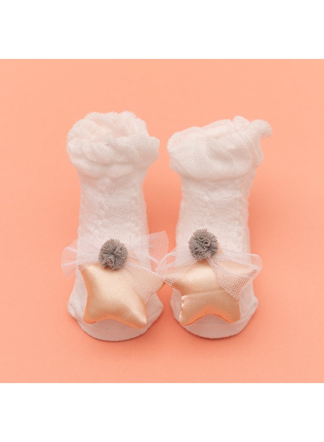 Newborn Baby Spring And Summer Mesh Thin Floor Socks Cartoon Doll Three-dimensional Short Socks Infant And Toddler Super Cute And Ultra-thin
