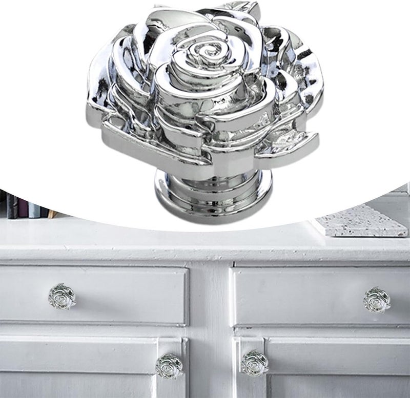 misppro Rose Flower Knob Door Handle Decorative Brass Cabinet Knob for Dresser Closet Bookcase Easy Installation - Image 3