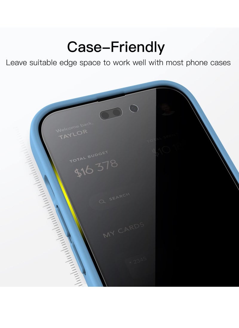 BORTONY Pck of 2 Privacy Screen Protector Compatible with 14 Pro Max Privacy [9H Hardness] [Anti-scratch] Anti-spy Tempered Glass Film for Apple iPhone 14 Pro Max  - Image 4