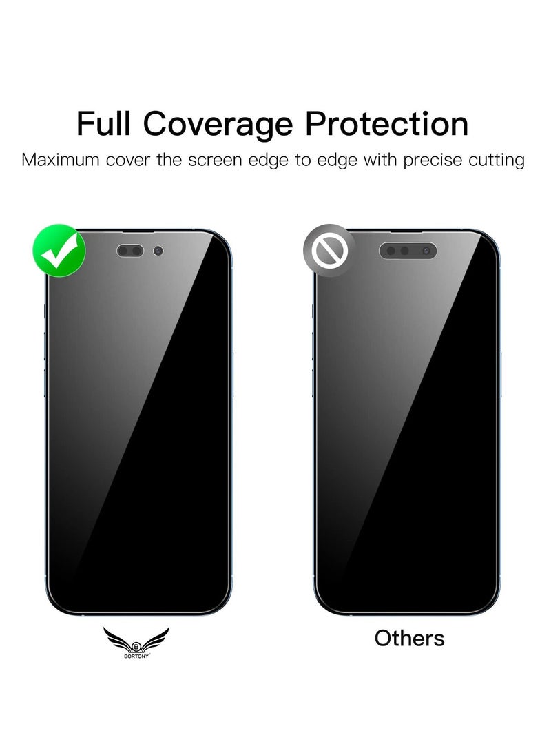BORTONY Pck of 2 Privacy Screen Protector Compatible with 14 Pro Max Privacy [9H Hardness] [Anti-scratch] Anti-spy Tempered Glass Film for Apple iPhone 14 Pro Max  - Image 3