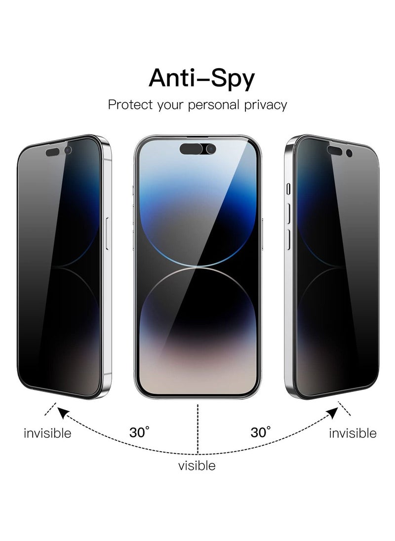 BORTONY Pck of 2 Privacy Screen Protector Compatible with 14 Pro Max Privacy [9H Hardness] [Anti-scratch] Anti-spy Tempered Glass Film for Apple iPhone 14 Pro Max  - Image 2
